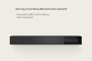Tv-meubel, RAAT, Musa 280 SP, Zacht zwart, met lowboard